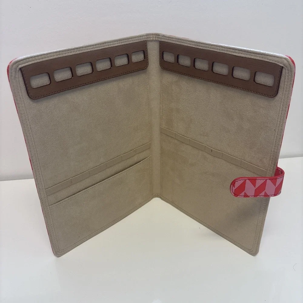 Stella & Dot Pink & Red Chevron Jewelry Travel Organizer Binder Necklace Display